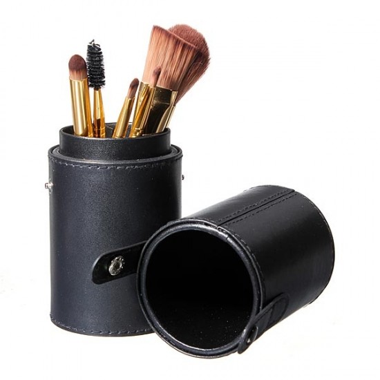 leather makeup brush holder