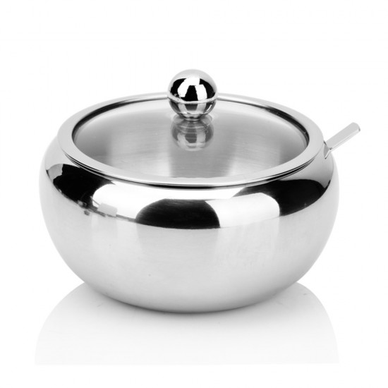 MyLifeUNIT Sugar Bowl with Lid and Spoon, Stainless Steel Sugar Bowl