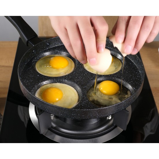 HERCHR Egg Pan 4-Cup Aluminum Egg Frying Pan Nonstick Omelette Pan Egg  Cooker Pan Pancake Pan Multi Egg Pan for Breakfast Pancake, Plett, Crepe  Pan