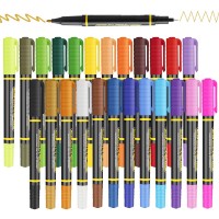 MyLifeUNIT Dual Tip Highlighter Pens, 24 Colors Fineliner Markers Set for Drawing and Writing