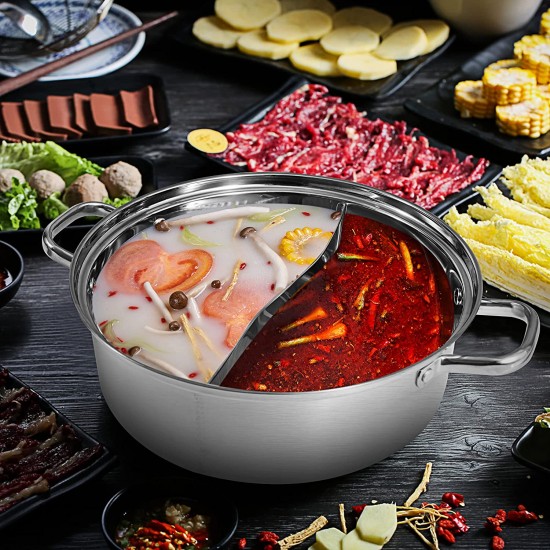 304 Stainless Steel Shabu Shabu Dual Sided divider Cooking Soup