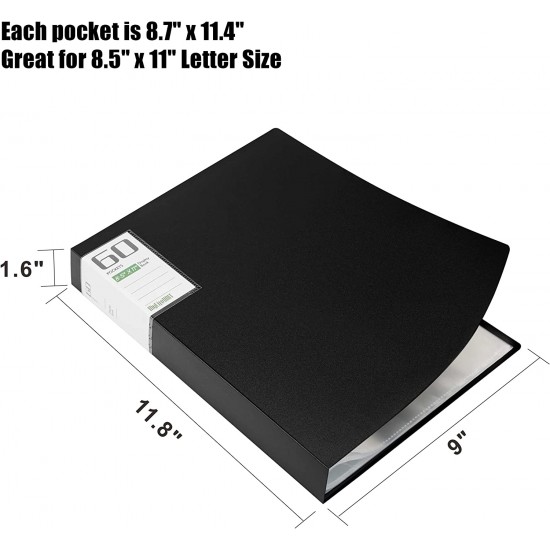 MyLifeUNIT Binder with Plastic Sleeves 4 Pack, 60 Pockets Displays 120  Pages, Presentation Books with 8.5 x 11 inches Sheet Protectors Sleeves, Portfolio  Binder for Artwork, Documents, Recipes : : Office Products