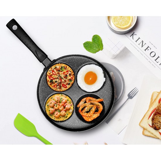 MyLifeUNIT Egg Frying Pan, 4-Cup Egg Pan Nonstick, Fried Egg Pan Skillet  for Breakfast, Pancake, Hamburger, Sandwiches, Suitable for Gas Stove 