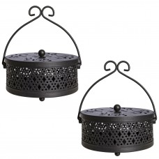 Mosquito Coil Holder, 2 Pack Retro Portable Mosquito Incense Burner for Home and Camping (Black)