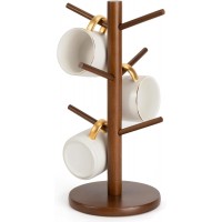 Mug Holder Tree, Coffee Cup Holder with 6 Hooks (Brown)